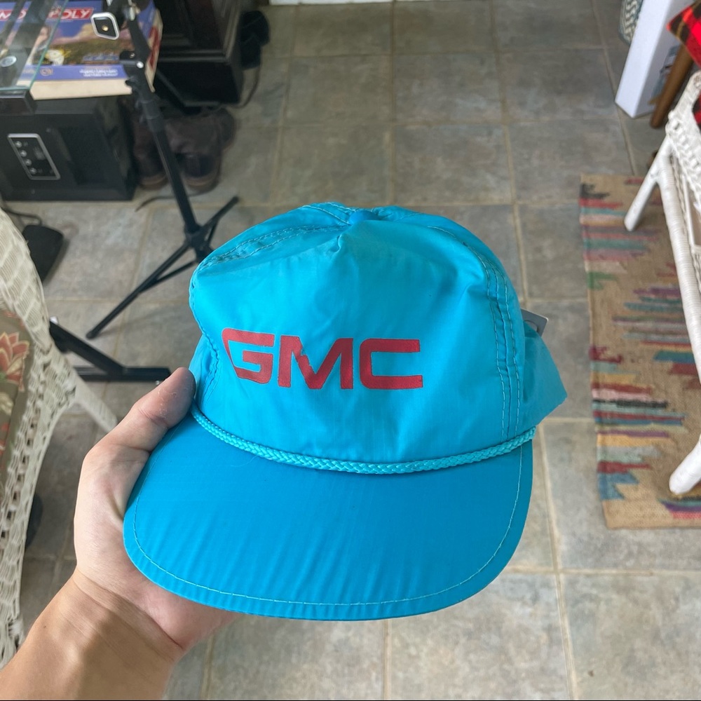 Vintage 80s 90s GMC Ripstop Nylon Hat New With Tags Leather Strapback